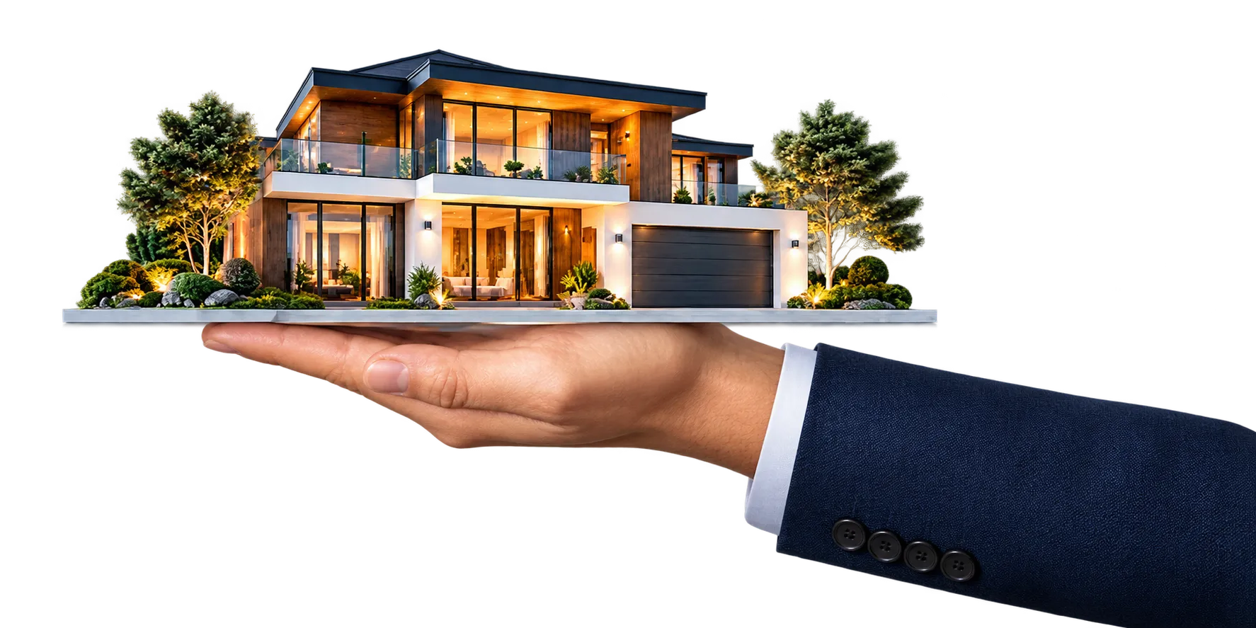 Modern luxury home held in hand